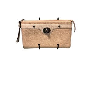 Coach Noa Pop-Up Messenger Wristlet Nude Cream Pebbled Leather Turnlock GUC